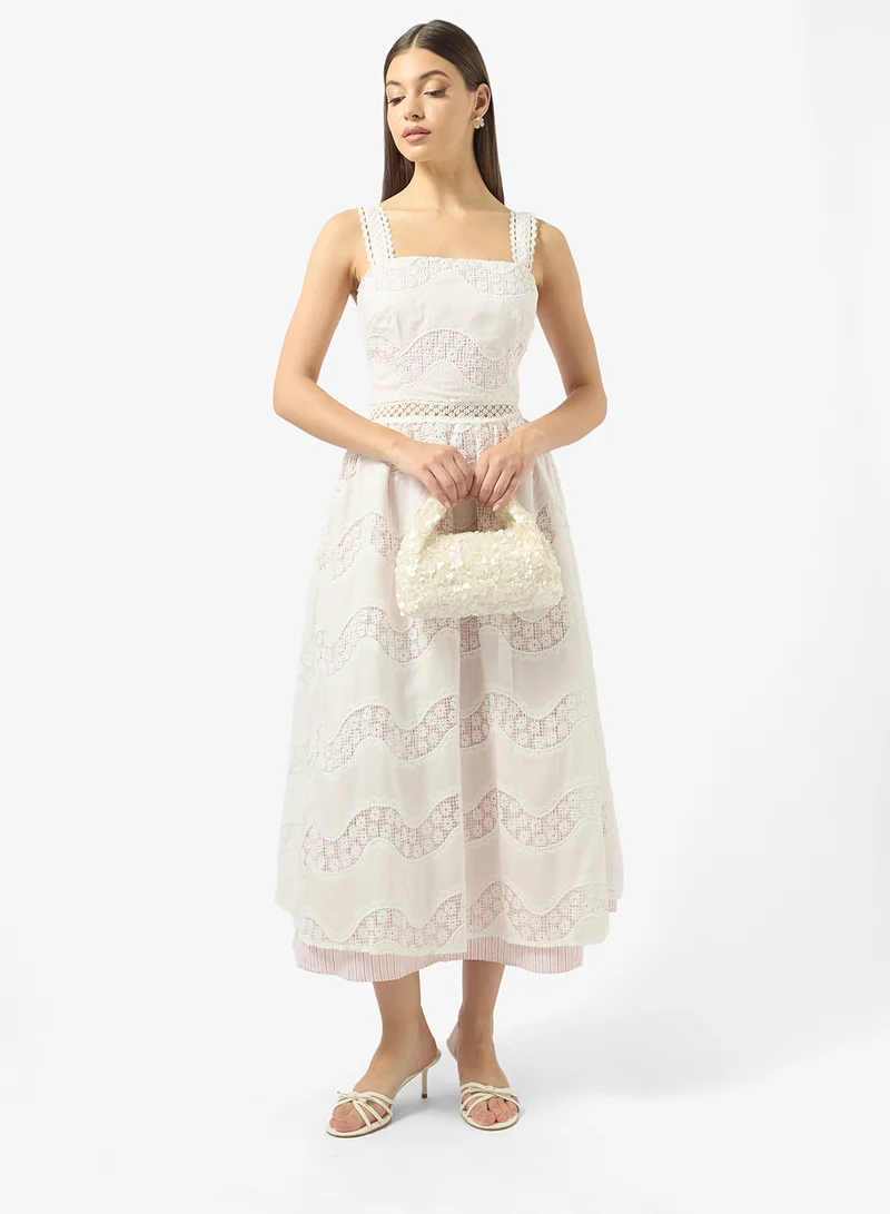 Just Me  Lace Detailled Sleeveless Midi Dress for Women | Best Price UAE